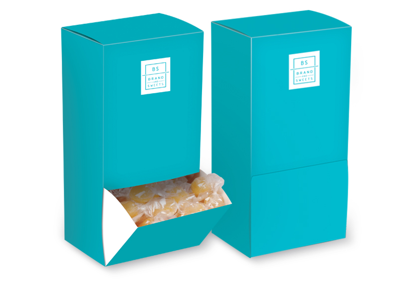 Reklamný box na cukríky s potlačou, veľkosť  80 x 60 x 160 mm