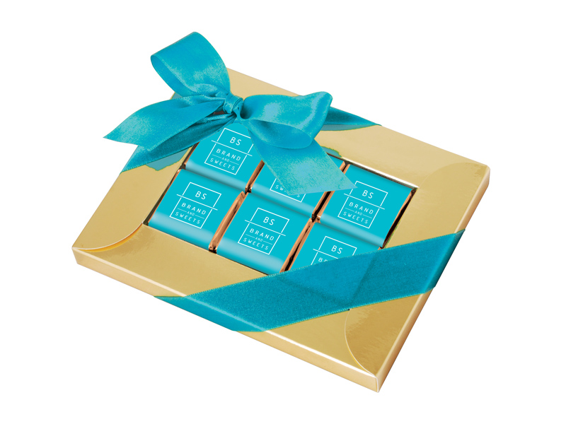 6 štvorcových čokolád v darčekovom boxe